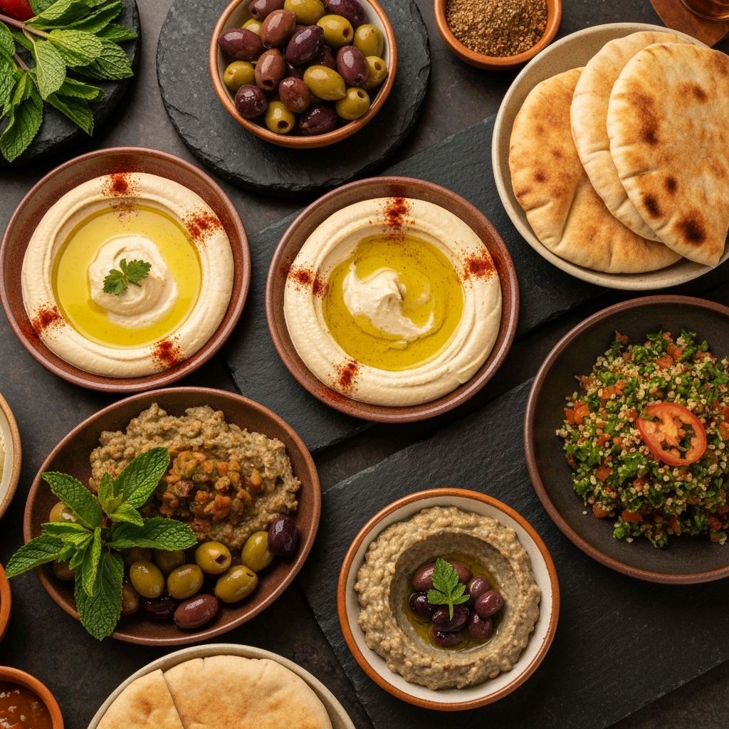 Syrische Mezze-Platte – frische Vorspeisen nach Hausrezept